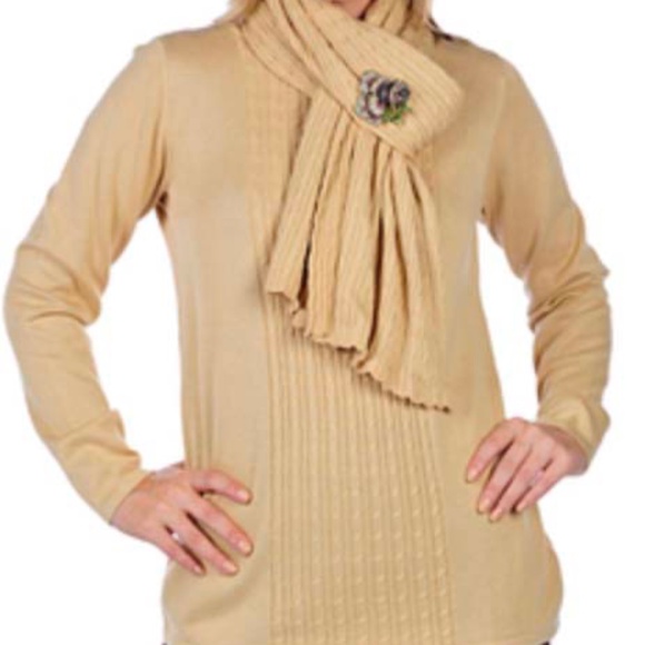 RIBBED KNIT SWEATER WITH MATCHING SCARF, BLACK, SZ 1X, SOFT FABRIC, LONG SLEEVES - Picture 2 of 16